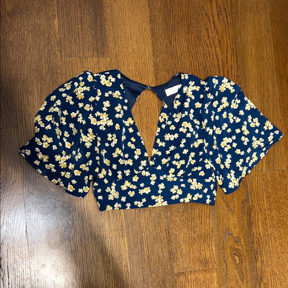 Altar'd State Navy Blue Floral Crop Top